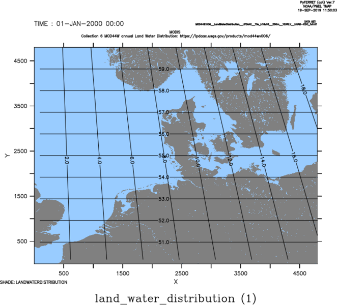 MODIS-SRTM Land-Water Distribution