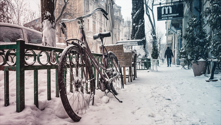 Fahrrad im schnee