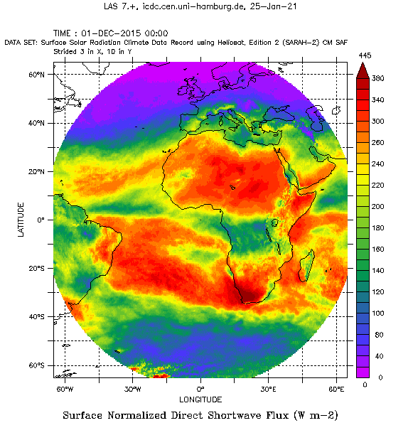 EUMETSAT Surface solar radiation DEC 2015