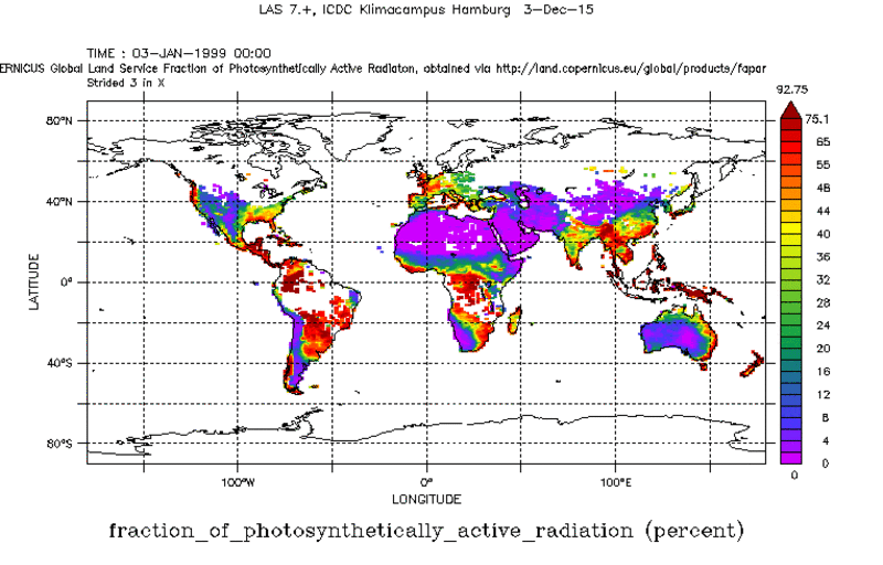  	 Fraction of photosynthetically active radiation FAPAR from SPOT/PROBA-V