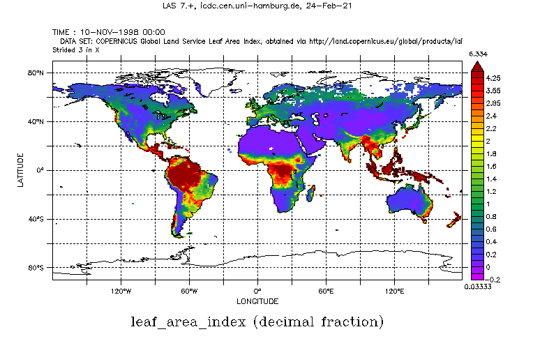 COPERNICUS Global land service leaf area index