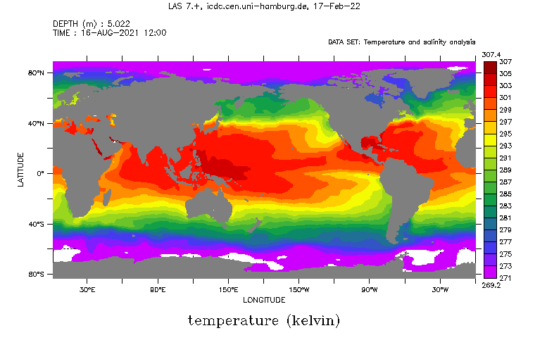 Ocean temperature of Feb 2016