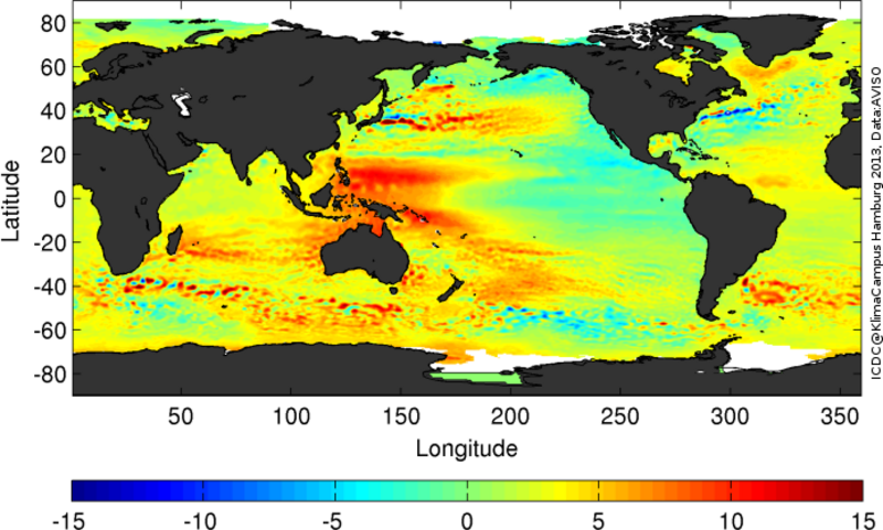 Temporal trends of Mean Sea level anomaly from Jan. 1993 to Dec. 2011