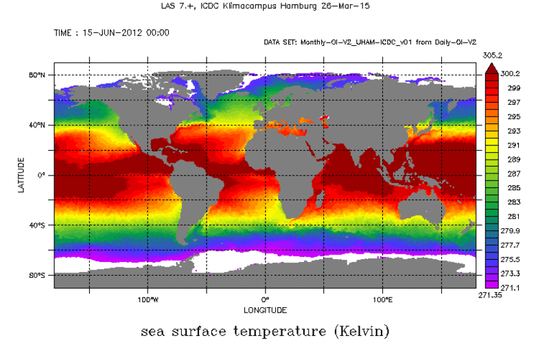Mean monthly SST for June 2012 