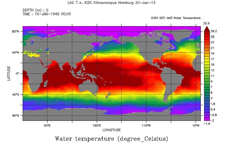  	 Global water temperature JAN 1945 by Ishii et al.
