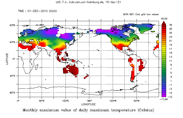 Monthly maximum value of daily maximum temperature, DEC 2010