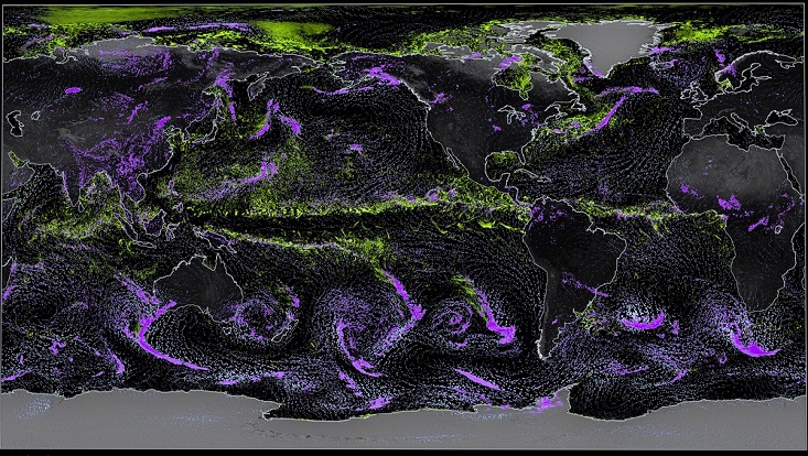 Global ICON salinity, surface wind, precipitation