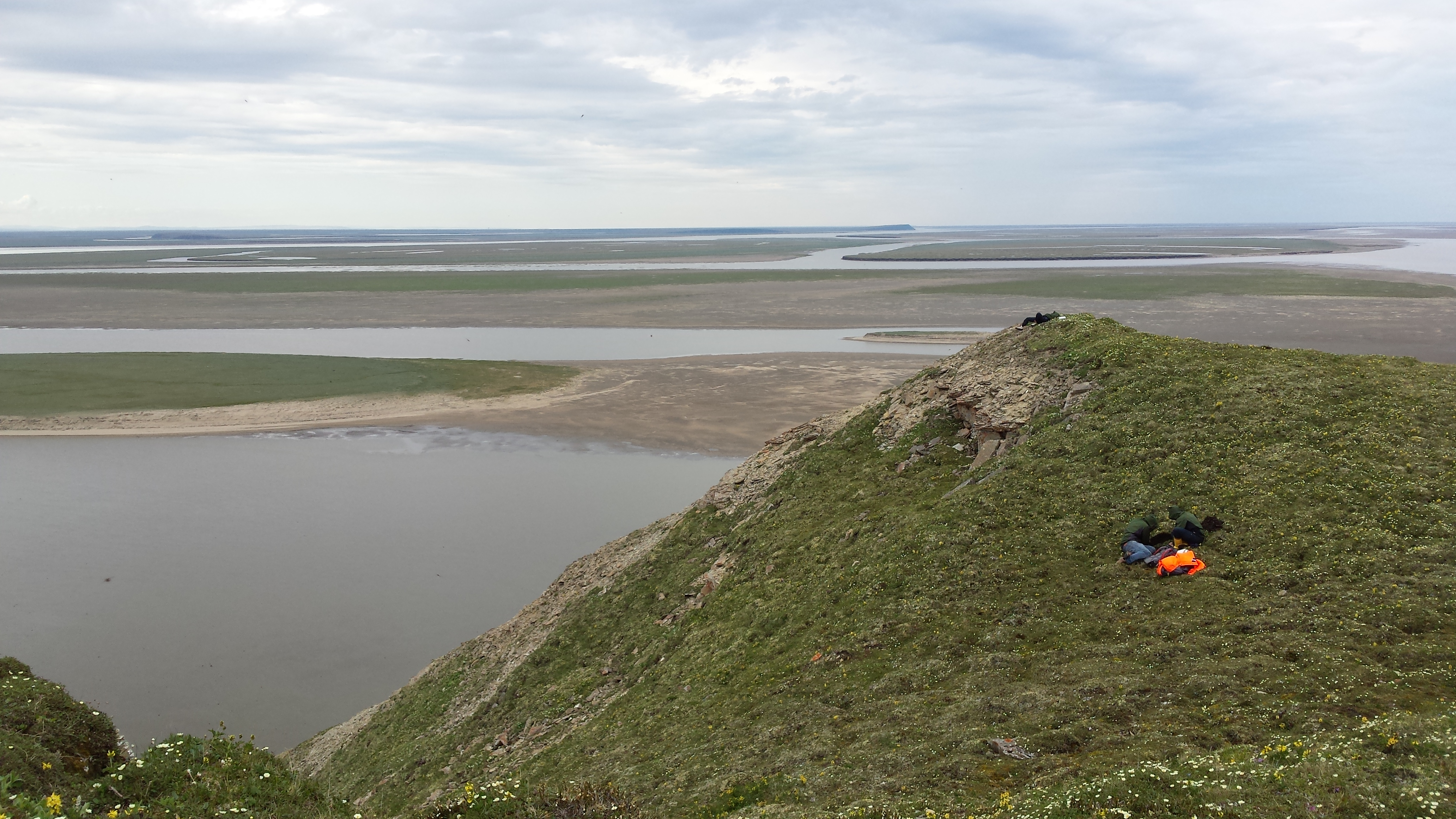 Bodenkundler auf Insel Stolb